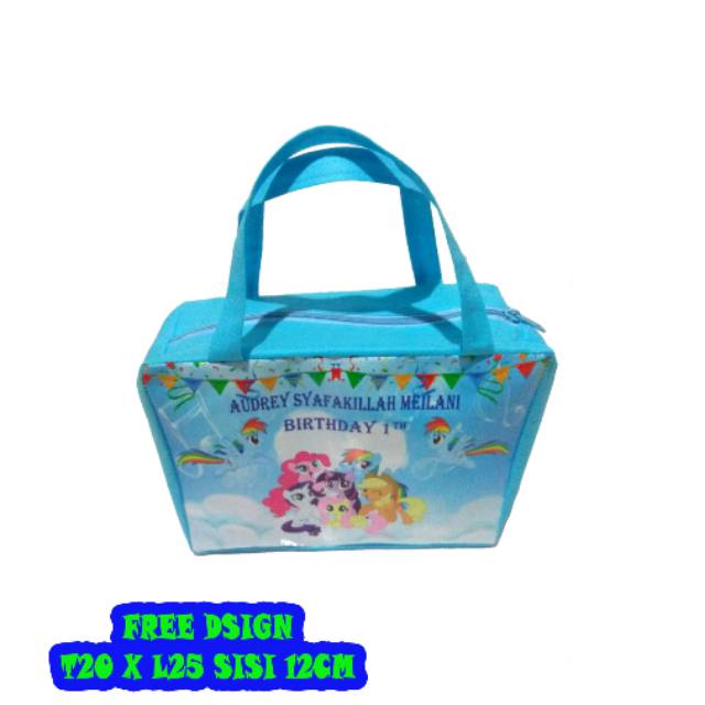 

Tas ultah model tenteng resleting my little pony biru