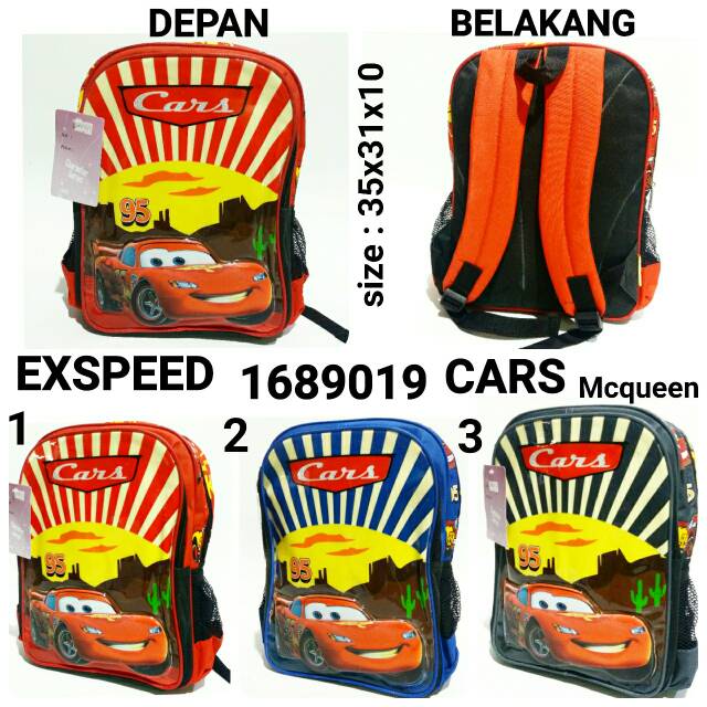 Tas sekolah ransel backpack anak cowok Cars mcqueen Exspeed 1689019 tas punggung murah dan terbaru