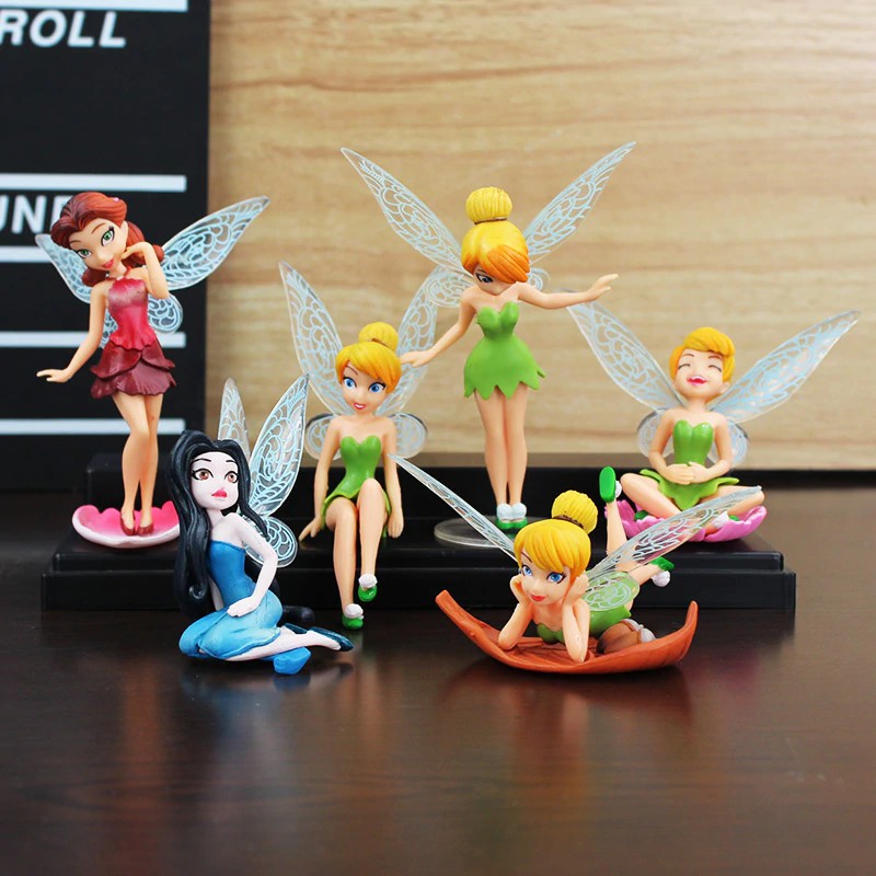 Boneka Barbie 6 unids/lote Kawaii Cosplay Tinkerbell muñecas flores voladoras hadas figuras de