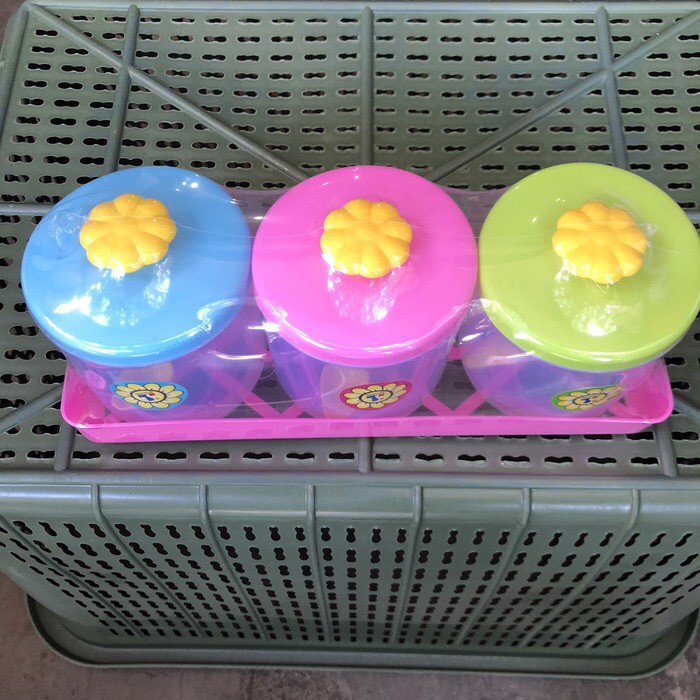 Tempat Bumbu Dapur Isi 3 Besar / Wadah Bumbu / Rak Bumbu / Garam / Toples / Kitchen Set