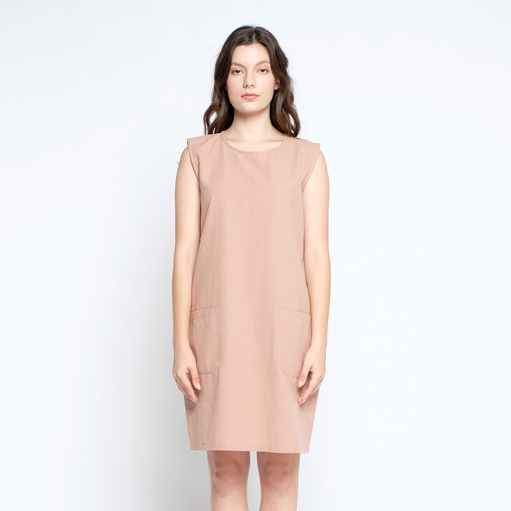 Cielyn - Vio Brown Linen Dress Dailywear Wanita