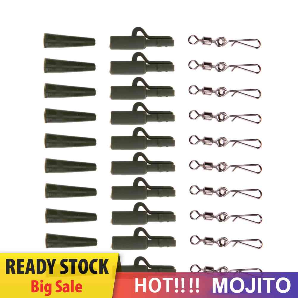 32pcs Klip Pemberat Umpan Pancing Quick link Swivel rig tube Hair Untuk Memancing Ikan Kerapu