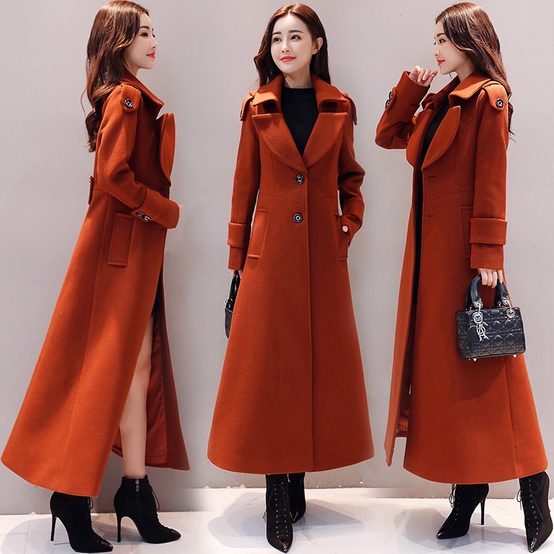 Long coat wool wanita Emily wol jacket mantel import panjang spring autumn winter korean style hangat coklat hitam merah