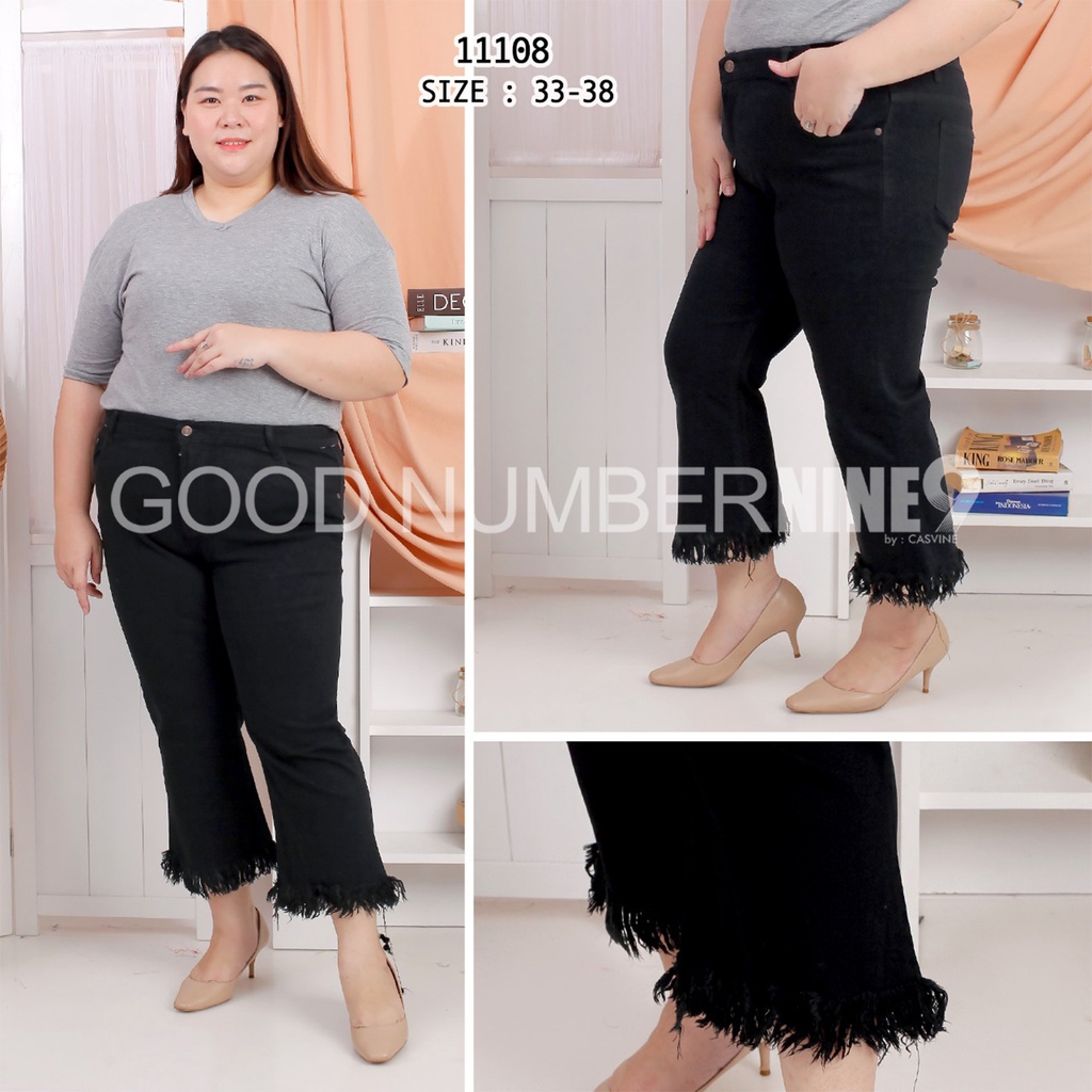 CELANA JEANS CUTBRAY RAWIS DARKBLUE BLACK BIGSIZE JUMBO 11107 ADA 35-38