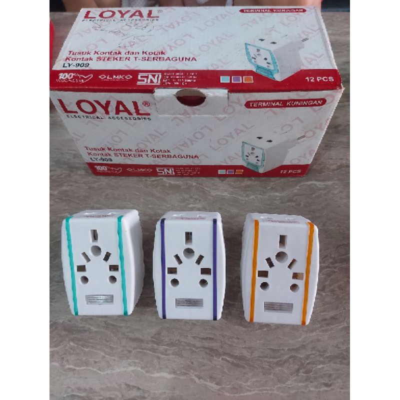 Tusuk Kontak dan Kotak Kontak Steker T-Serbaguna Loyal LY-909/ Steker 3 Kaki, Kaki Gepeng dan Pin