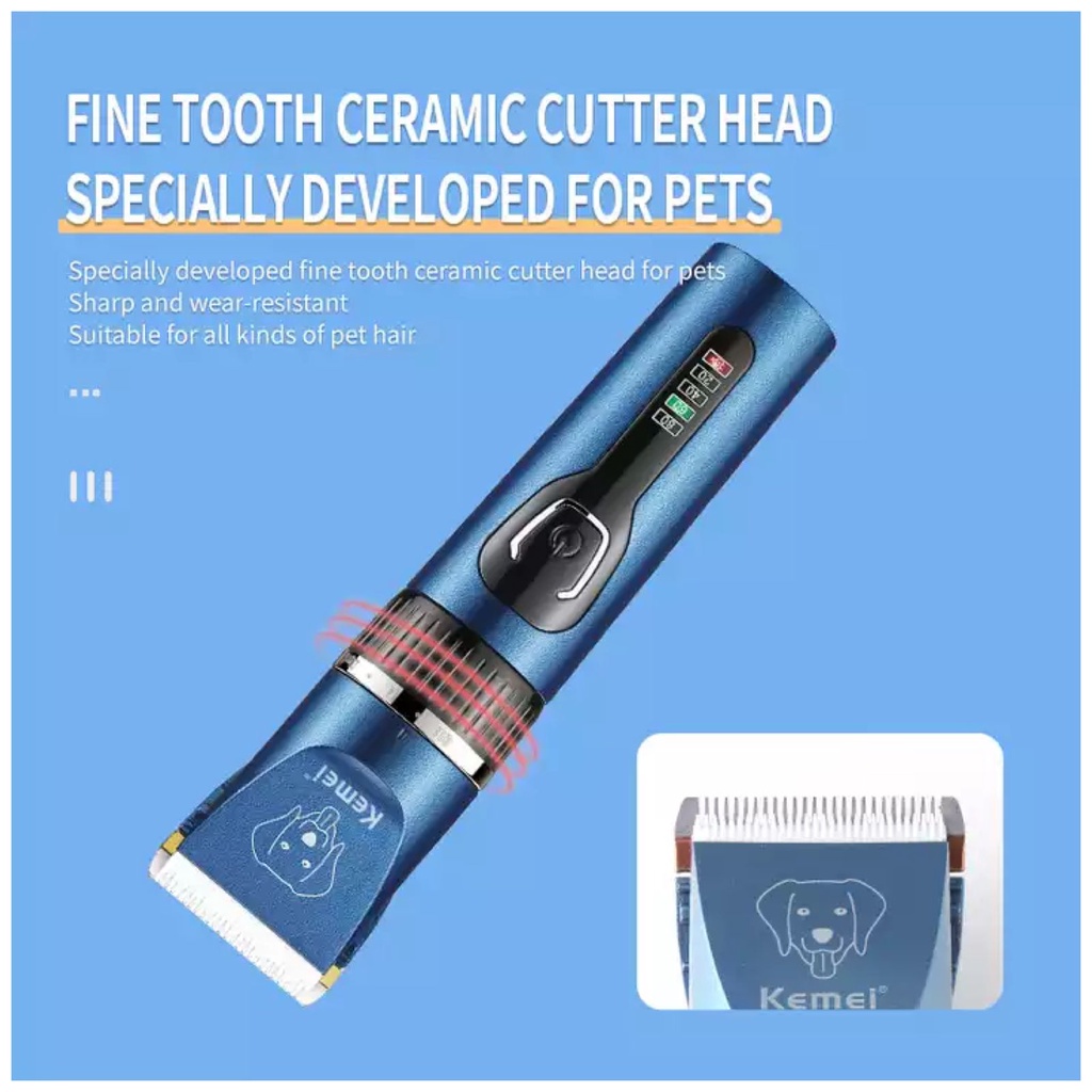 Alat Cukur Rambut KM CW 12 Pet Clipper Bulu Hewan Anjing Kucing Kelinci Rechargeable  Mesin Pemotong Bulu Elektrik Cukuran Kemei KM CW12