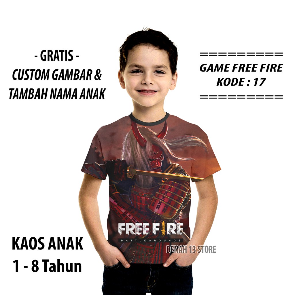Kaos Baju Anak Free Fire Katana Samurai Skin