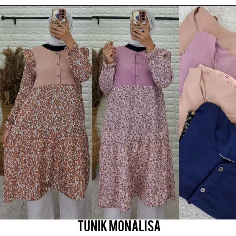 Baju Tunik Abaya Muslimah Motif Bunga