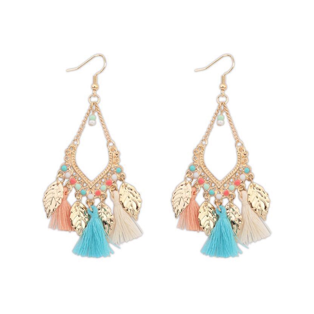 Hu Hu Hu Hu Hu Alat Bantu Pasang Kacamata♡ Anting Kait Gantung Bahan Metal Desain Daunrumbai Gaya Bohemianetnik Untuk Wanita