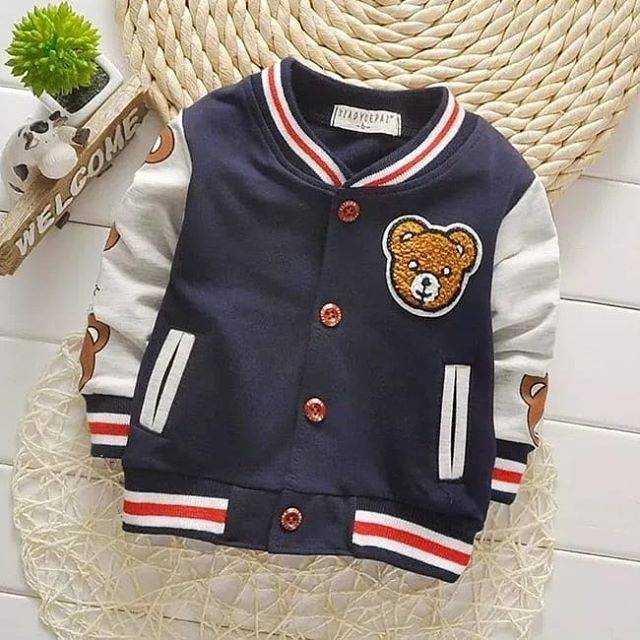 Baju bayi jaket anak laki-laki motif bear lucu