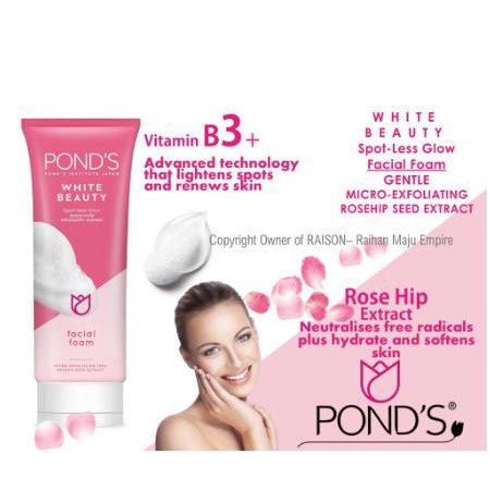 ^ KYRA ^ Ponds Facial Foam Wash Pembersih Pond's Wajah white Beauty Clear Solution Pure White