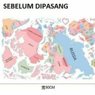  Stiker  Dinding  wallstiker 60x90cm Motif Karakter Map Peta  