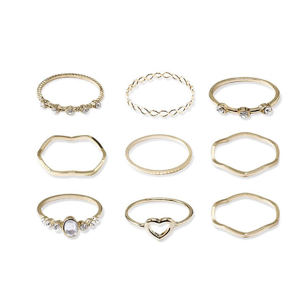 Mxbeauty Set Cincin Minimalis Geometris Hollow Minimalis Ekor Cincin Untuk Wanita Finger Rings