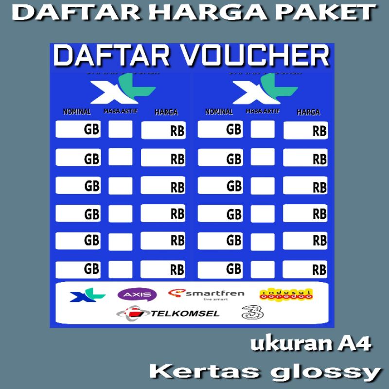 

DAFTAR HARGA PRUDUK PAKET DATA KONTER DAN PHONCEL L2