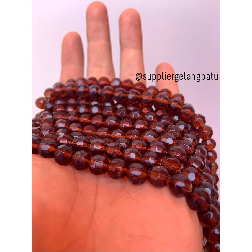 kristal bola dunia cutting 8mm Brown quartz COKLAT TUA kuarsa aksesori