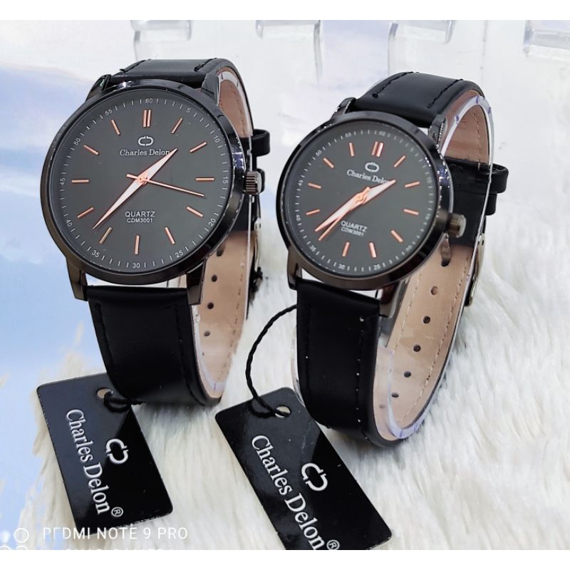 JAM TANGAN COUPLE KEREN SIMPLE ELEGANT CHARLES DELON ORIGINAL WATER RESIST NEW