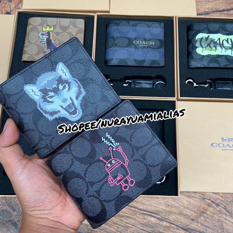 Dompet Coach pria Wallet Signature with keychain Dompet lipat pria Branded Dompet pria import