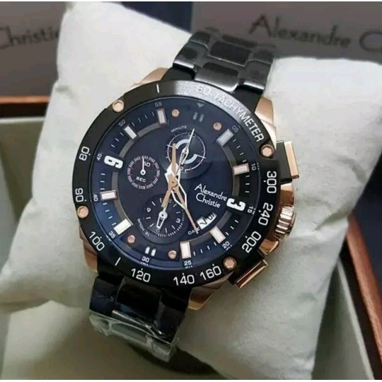 Jam tangan Pria Alexandre Christie AC6463 Original Black Rosegold
