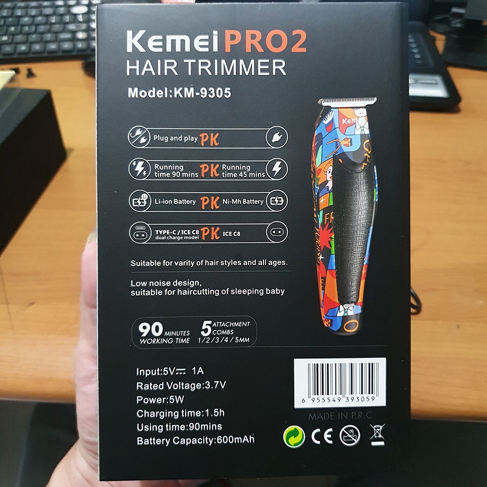 Kemei KM-9305 Alat Cukur Rambut Rechargeable Elektrik