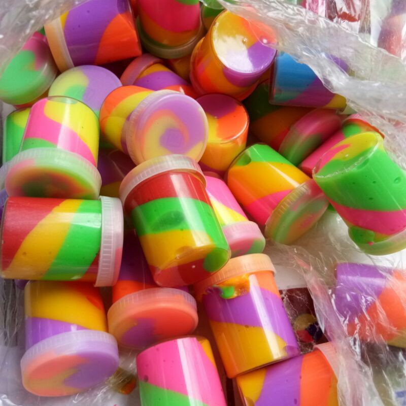 HARGA 1PCS  Slime Rainbow Murah Mainan Anak Cup Tabung Mini Plastisin Play Doh