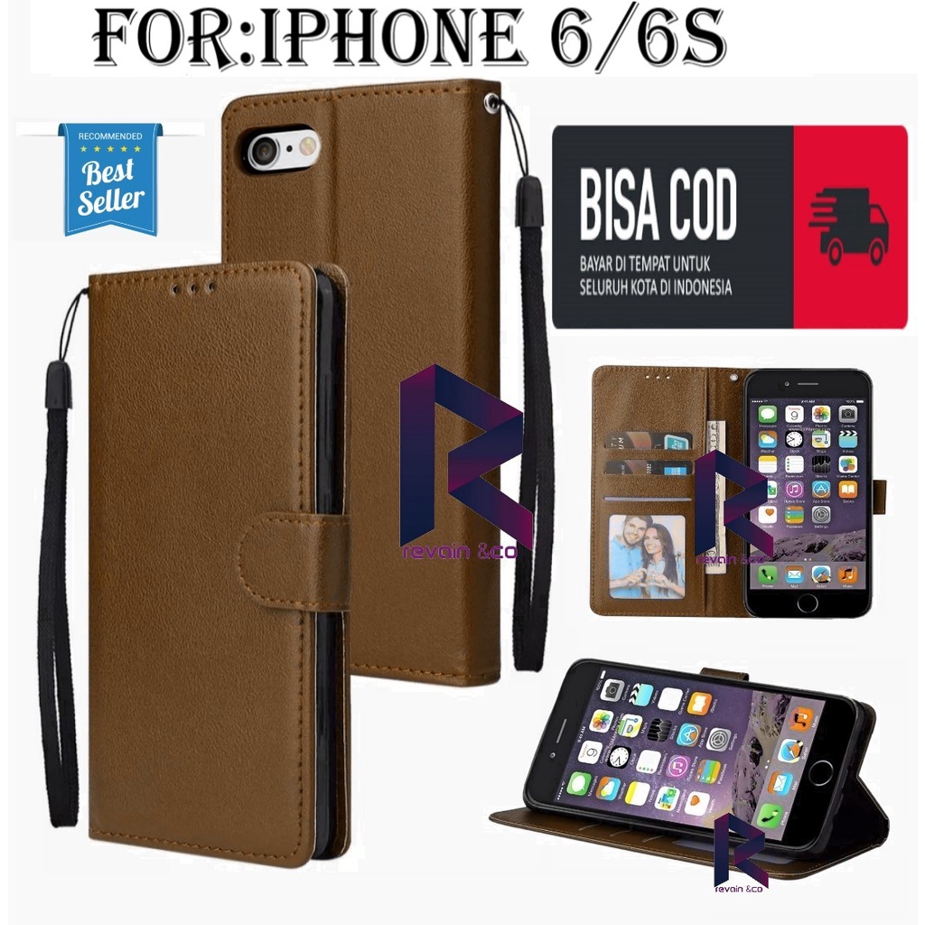 FLIP COVER IPHONE 6/6S CASING FLIP WALLET LEATHER KULIT PREMIUM SARUNG BUKA TUTUP FLIP CASE IPHONE 6/6S