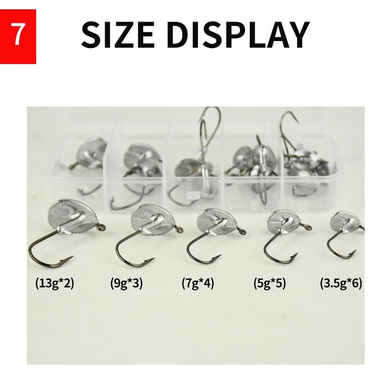 10Pcs Tumbler Fishing Hook Soft Lure Jigging Hook Jig Head 3.5g/5g/7g/10g/14g