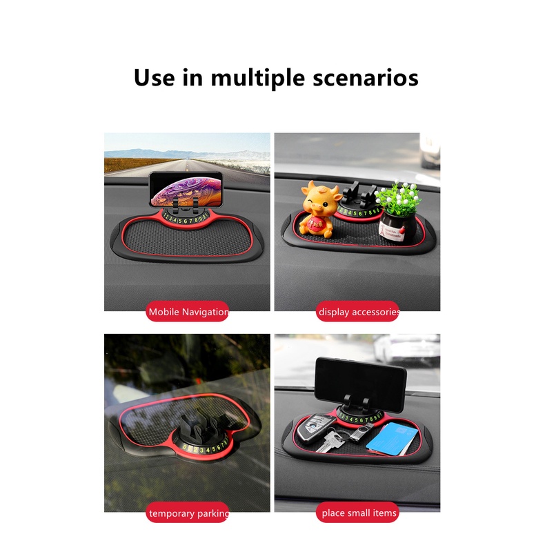 Multi Fungsi360° Rotable Bracket Phone Holder Anti-Slip Mat Aksesoris Plat Parkir Lisensi Dengan Nomor Telepon Untuk Interior Otomatis 3in1 Dashboard Mobil Silikon