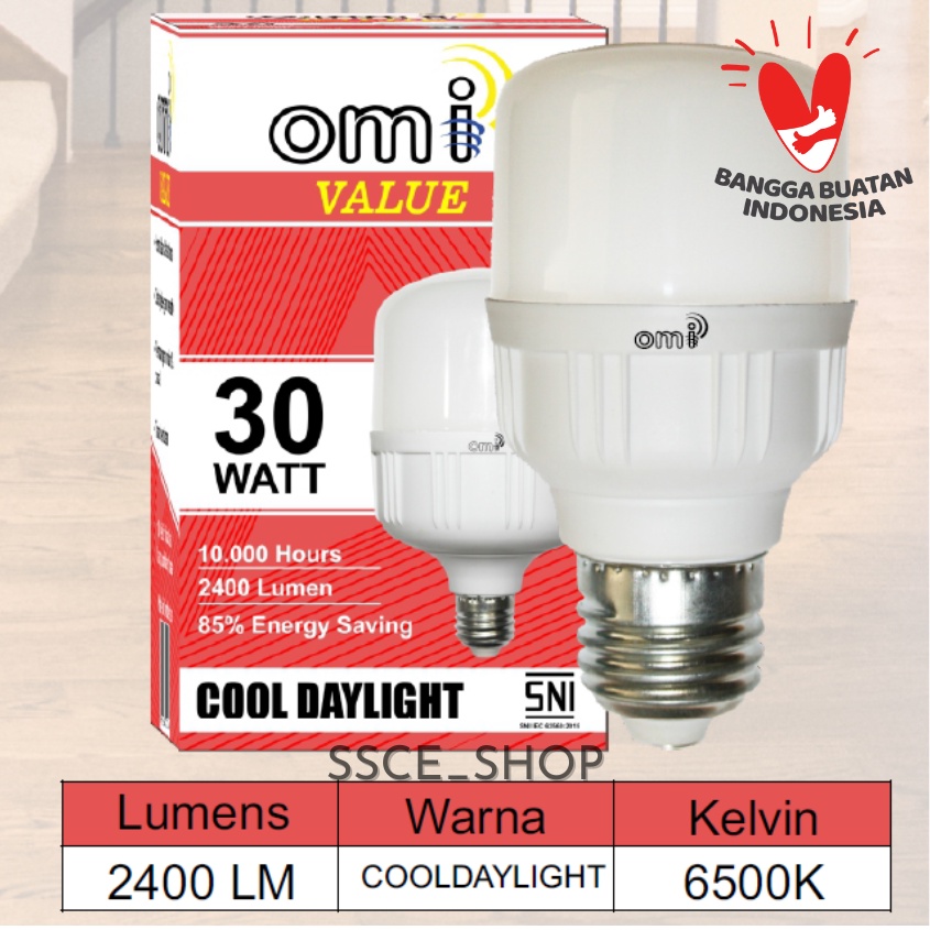 Bohlam Lampu LED Capsule Omi Value 30 Watt Putih /Lampu Tabung Omi 30W