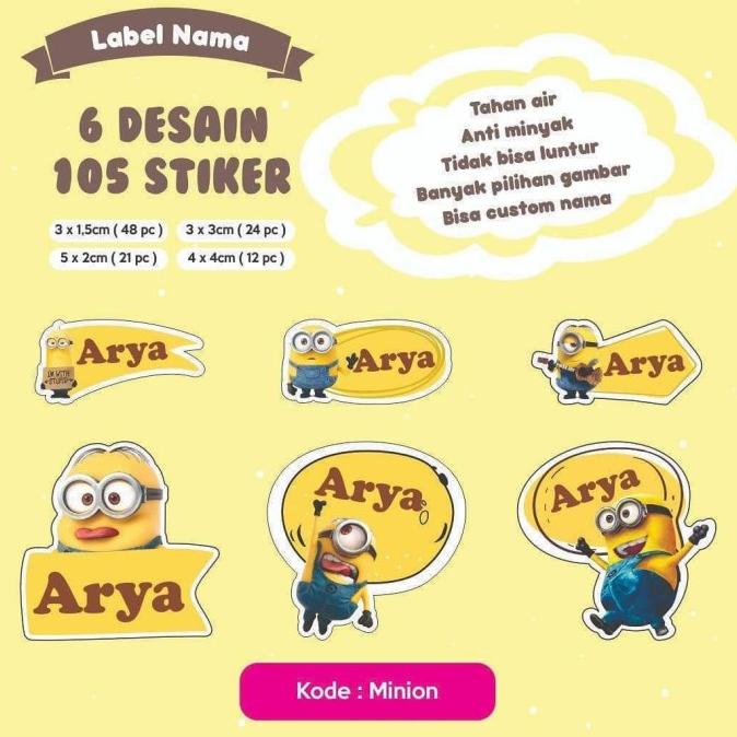 

+%+%+%] Stiker nama anak mcqueen cars baby shark minion