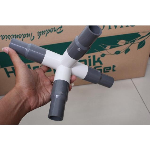 ◊ Sambungan Pipa PVC TEE 4 WAY 90˚ AW 1/2" ( 4 WAY KNEE 90˚) - AQUALON ✷