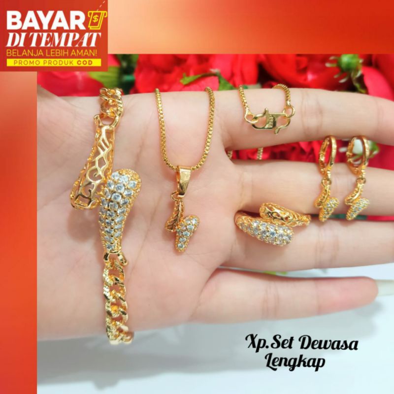 Set Dewasa cobra permata zircon emas Korea,tidak karat termurah