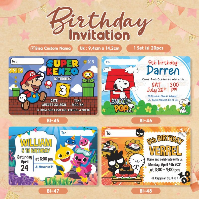 

Birthday invitation undangan ulang tahun anak lucu