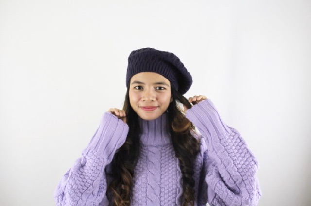 Topi Beret Rajut Wool Hat Baret Winter Musim Dingin