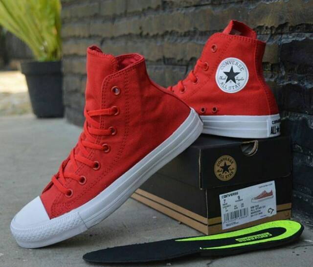 Sepatu Converse CT High Vietnam Red Chili Merah Fullwhite Hitam Navy Sneakers Pria Wanita