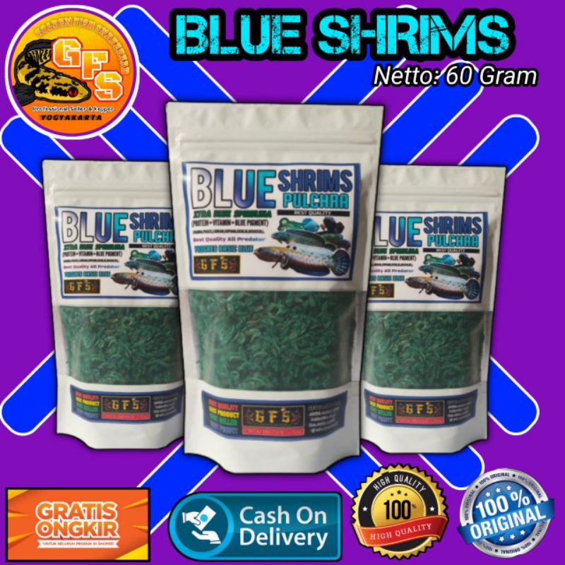 BLUE SHRIMS Udang kering spesial push blue 60 Gram