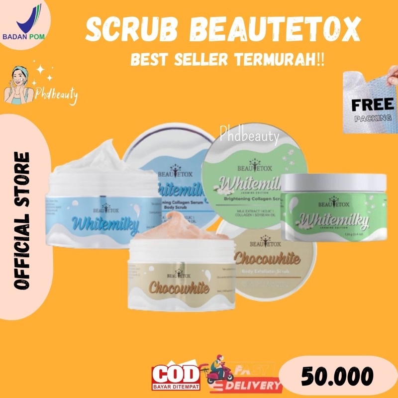 SIAP KIRIM‼️ BEAUTETOX SCRUB SCRUB WHITEMILKY SCRUB CHOCOWHITE SCRUB JASMINE SOAP GLUTA COLAGEN BEAUTETOX SCRUB JASMINE BEAUTETOX JASMINE SCRUBSKINSUPERSTAR