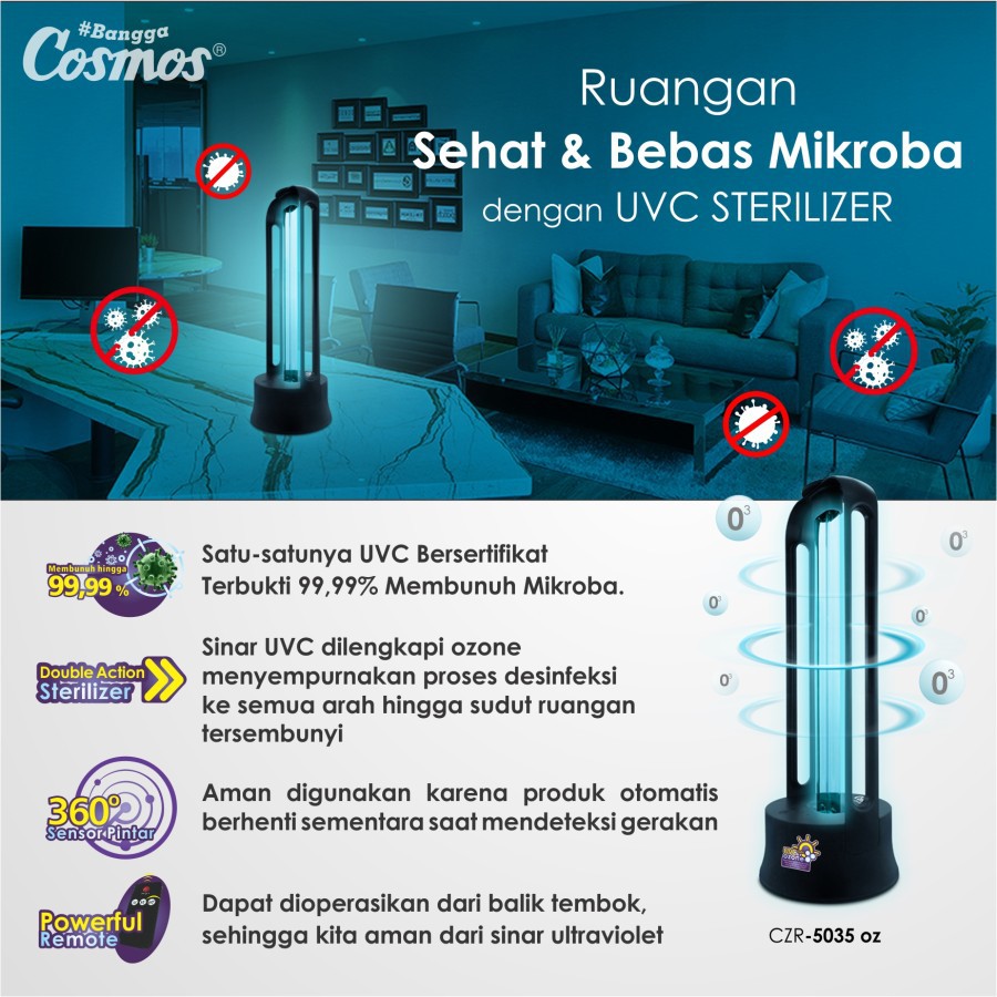 Cosmos Double Action Sterilizer UVC Light [BERSERTIFIKAT LABORATORIUM]