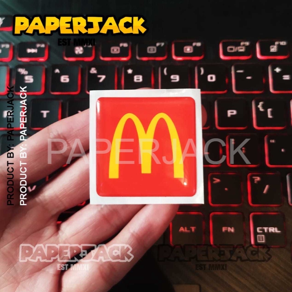 

EMBLEM MCD LOGO STIKER 3D RESIN LENTUR STICKER OUTDOOR RESIN TIMBUL UK. 4CM X 4CM
