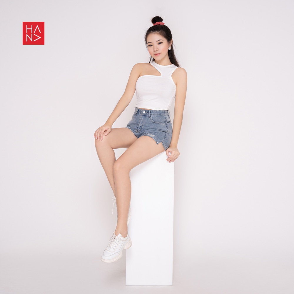 HanaFashion JKT - One-Shoulder Crop Tank Top Best Seller Tengtop Wanita Murah - CT011
