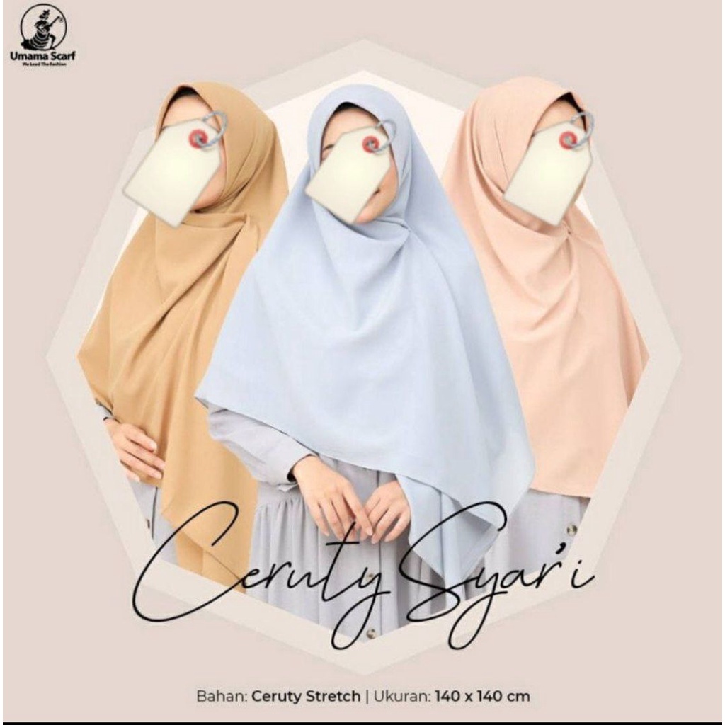 JILBAB SEGIEMPAT UMAMA CERUTY SYARI JUMBO 140X140 ORI