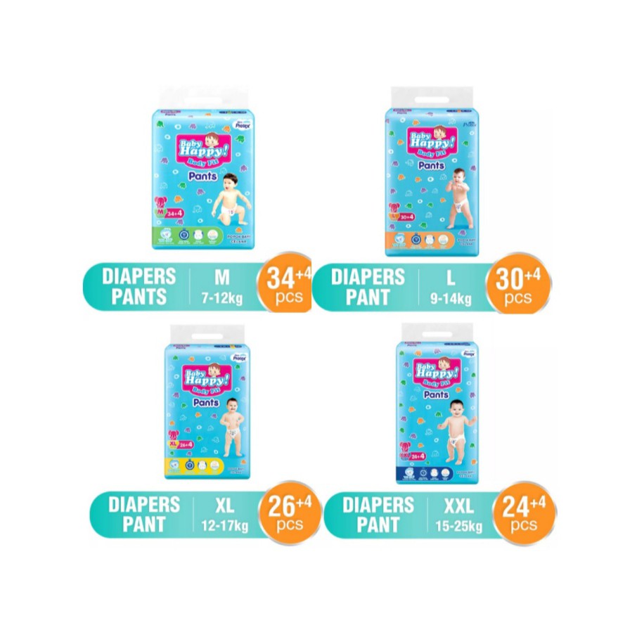 Baby Happy Body Fit Pants M34+4//L30+4//XL26+4//XXL24+4