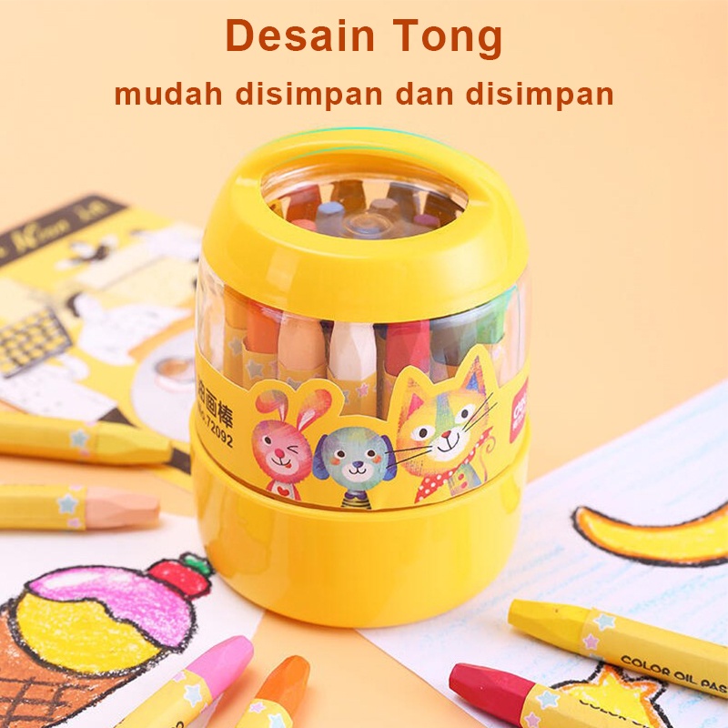 Deli Crayon 24 Warna Crayon Set Krayon Set Desain Barrel Menggambar Krayon Oil Pastel