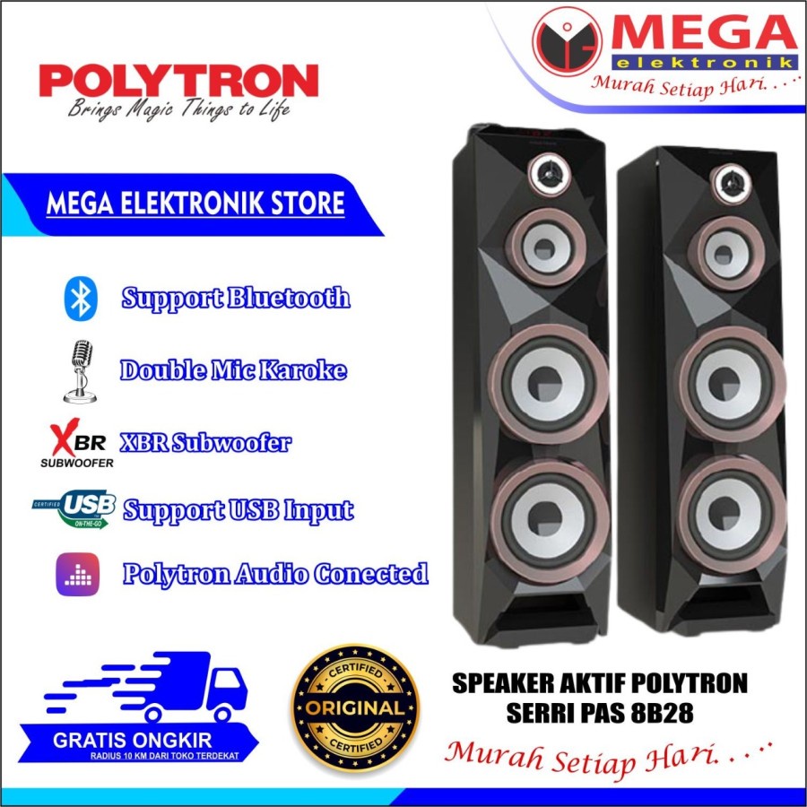 SPEAKER AKTIF POLYTRON PAS 8B28 / PAS-8B28 / PAS8B28 MURAH BERGARANSI