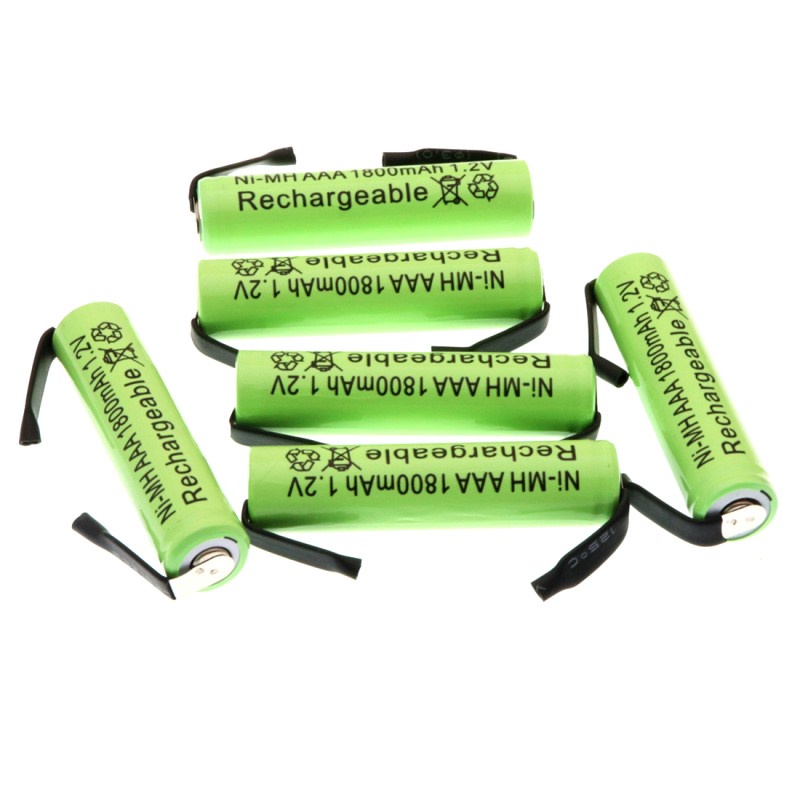 Ni-Mh 1.2V AAA Rechargeable Battery Cell, 1800mah, with Solder Tabs for Philips Braun Electric Shave