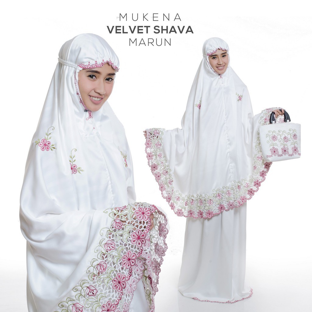 Mukena mukenah Dewasa shalat Sholat adem mewah polos dan motif Satin Velvet Shava