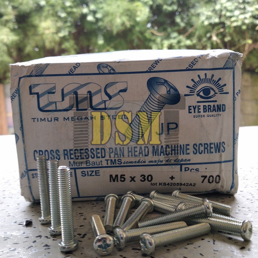 (100pcs) Galvanis Baut JP M5x30 / Machine Screw M5 Kepala Obeng Bulat