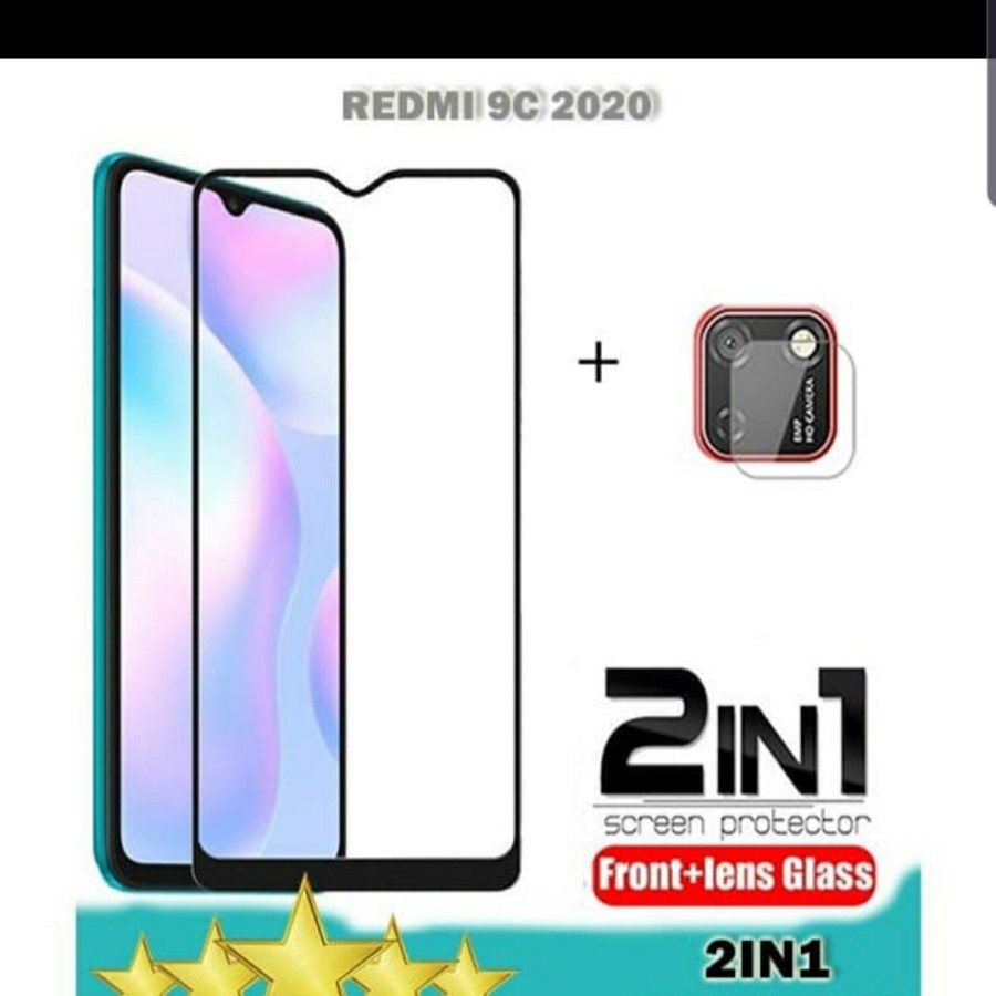 TEMPERED GLASS 9D XIAOMI REDMI 9 9A 9C + Tg Lensa Camera 2in1