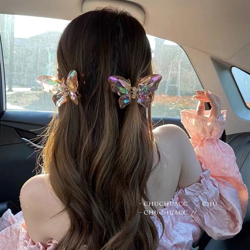 Jepit Rambut Model Butterfly Shark Clip Warna Transparan Ukuran Kecil Untuk Musim Panas