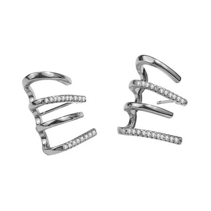 Anting Stud 4 Efek Kristal Bahan Stainless Steel Metal Gaya Korea Untuk Wanita