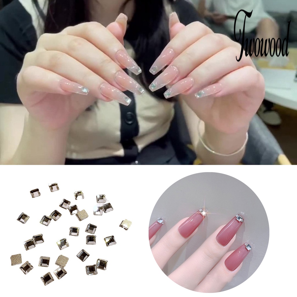 100 Pcs Ornamen Perhiasan Berlian Imitasi Bentuk Persegi Bahan Zirkon Untuk Dekorasi Nail Art Salon